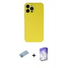 MARSİLYAN™- iPhone 13 Pro Max Kılıf Ahenk Serisi - Siyah Bilvis 5in1 3D Magic Cam Ekran Koruyucu + Shine Kamera Lens Koruma Cam - MI