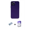 MARSİLYAN™- iPhone 13 Pro Max Kılıf Ahenk Serisi - Siyah Bilvis 5in1 3D Magic Cam Ekran Koruyucu + Shine Kamera Lens Koruma Cam - MI