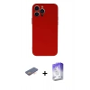 MARSİLYAN™- iPhone 13 Pro Max Kılıf Ahenk Serisi - Siyah Bilvis 5in1 3D Magic Cam Ekran Koruyucu + Turuncu Renkli Kamera Lens Koruma Cam