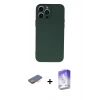MARSİLYAN™- iPhone 13 Pro Max Kılıf Ahenk Serisi - Siyah Bilvis 5in1 3D Magic Cam Ekran Koruyucu + Turuncu Renkli Kamera Lens Koruma Cam