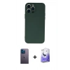 MARSİLYAN™- iPhone 13 Pro Max Kılıf Ahenk Serisi - Siyah Bilvis 5in1 5D Magic Hayalet Cam Ekran Koruyucu + Neon Fosforlu Kamera Lens - MI
