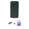 MARSİLYAN™- iPhone 13 Pro Max Kılıf Ahenk Serisi - Siyah Bilvis 5in1 5D Magic Hayalet Cam Ekran Koruyucu + Renkli Kamera Lens Koruma Cam - YL