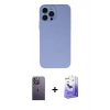 MARSİLYAN™- iPhone 13 Pro Max Kılıf Ahenk Serisi - Siyah Bilvis 5in1 5D Magic Hayalet Cam Ekran Koruyucu + Neon Fosforlu Kamera Lens - BZ