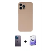 MARSİLYAN™- iPhone 13 Pro Max Kılıf Ahenk Serisi - Siyah Bilvis 5in1 5D Magic Hayalet Cam Ekran Koruyucu + Mavi Neon Fosforlu Kamera Lens