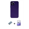 MARSİLYAN™- iPhone 13 Pro Max Kılıf Ahenk Serisi - Siyah Bilvis 5in1 5D Magic Hayalet Cam Ekran Koruyucu + Shine Kamera Lens Koruma Cam - GI
