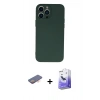 MARSİLYAN™- iPhone 13 Pro Max Kılıf Ahenk Serisi - Siyah Bilvis 5in1 5D Magic Hayalet Cam Ekran Koruyucu + Renkli Kamera Lens Koruma Cam - TU