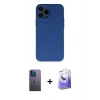 MARSİLYAN™- iPhone 13 Pro Max Kılıf Ahenk Serisi - Siyah Bilvis 5in1 5D Magic Hayalet Cam Ekran Koruyucu + Neon Fosforlu Kamera Lens - MI