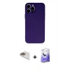 MARSİLYAN™- iPhone 13 Pro Max Kılıf Ahenk Serisi - Siyah Bilvis 5in1 5D Magic Hayalet Cam Ekran Koruyucu + Pers Alüminyum Kamera Lens - GD