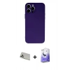 MARSİLYAN™- iPhone 13 Pro Max Kılıf Ahenk Serisi - Siyah Bilvis 5in1 5D Magic Hayalet Cam Ekran Koruyucu + Rainbow Kamera Lens Koruma Cam - BZ