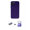MARSİLYAN™- iPhone 13 Pro Max Kılıf Ahenk Serisi - Siyah Bilvis 5in1 5D Magic Hayalet Cam Ekran Koruyucu + Renkli Kamera Lens Koruma Cam - MI