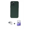 MARSİLYAN™- iPhone 13 Pro Max Kılıf Ahenk Serisi - Siyah Bilvis 5in1 5D Magic Hayalet Cam Ekran Koruyucu + Pers Alüminyum Kamera Lens - SABE