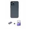 MARSİLYAN™- iPhone 13 Pro Max Kılıf Ahenk Serisi - Siyah Bilvis 5in1 5D Magic Hayalet Cam Ekran Koruyucu + Renkli Kamera Lens Koruma Cam - SI