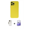 MARSİLYAN™- iPhone 13 Pro Max Kılıf Ahenk Serisi - Siyah Bilvis 5in1 5D Magic Hayalet Cam Ekran Koruyucu + Shine Kamera Lens - GD