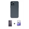 MARSİLYAN™- iPhone 13 Pro Max Kılıf Ahenk Serisi - Siyah Bilvis 5in1 5D Magic Hayalet Cam Ekran Koruyucu + Neon Fosforlu Kamera Lens - BZ