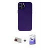 MARSİLYAN™- iPhone 13 Pro Max Kılıf Ahenk Serisi - Siyah Bilvis 5in1 5D Magic Hayalet Cam Ekran Koruyucu + Rainbow Kamera Lens Koruma Cam - KI