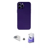 MARSİLYAN™- iPhone 13 Pro Max Kılıf Ahenk Serisi - Siyah Bilvis 5in1 5D Magic Hayalet Cam Ekran Koruyucu + Pers Alüminyum Kamera Lens - SABE