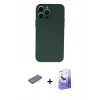 MARSİLYAN™- iPhone 13 Pro Max Kılıf Ahenk Serisi - Siyah Bilvis 5in1 5D Magic Hayalet Cam Ekran Koruyucu + Renkli Kamera Lens Koruma Cam - MI