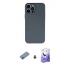 MARSİLYAN™- iPhone 13 Pro Max Kılıf Ahenk Serisi - Siyah Bilvis 5in1 5D Magic Hayalet Cam Ekran Koruyucu + Shine Kamera Lens Koruma Cam - PE