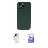 MARSİLYAN™- iPhone 13 Pro Max Kılıf Ahenk Serisi - Siyah Bilvis 5in1 5D Magic Hayalet Cam Ekran Koruyucu + Shine Kamera Lens - GD