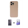 MARSİLYAN™- iPhone 13 Pro Max Kılıf Ahenk Serisi - Siyah Bilvis 5in1 5D Magic Hayalet Cam Ekran Koruyucu + Neon Fosforlu Kamera Lens - BZ