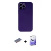 MARSİLYAN™- iPhone 13 Pro Max Kılıf Ahenk Serisi - Siyah Bilvis 5in1 5D Magic Hayalet Cam Ekran Koruyucu + Renkli Kamera Lens Koruma Cam - TU