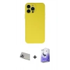MARSİLYAN™- iPhone 13 Pro Max Kılıf Ahenk Serisi - Siyah Bilvis 5in1 5D Magic Hayalet Cam Ekran Koruyucu + Rainbow Kamera Lens Koruma Cam - MR