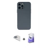 MARSİLYAN™- iPhone 13 Pro Max Kılıf Ahenk Serisi - Siyah Bilvis 5in1 5D Magic Hayalet Cam Ekran Koruyucu + Pers Alüminyum Kamera Lens - SABE