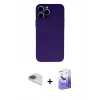 MARSİLYAN™- iPhone 13 Pro Max Kılıf Ahenk Serisi - Siyah Bilvis 5in1 5D Magic Hayalet Cam Ekran Koruyucu + Pers Alüminyum Kamera Lens - GI