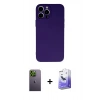 MARSİLYAN™- iPhone 13 Pro Max Kılıf Ahenk Serisi - Siyah Bilvis 5in1 5D Magic Hayalet Cam Ekran Koruyucu + Neon Fosforlu Kamera Lens - YL