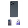 MARSİLYAN™- iPhone 13 Pro Max Kılıf Ahenk Serisi - Siyah Bilvis 5in1 5D Magic Hayalet Cam Ekran Koruyucu + Neon Fosforlu Kamera Lens - MI