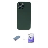 MARSİLYAN™- iPhone 13 Pro Max Kılıf Ahenk Serisi - Siyah Bilvis 5in1 5D Magic Hayalet Cam Ekran Koruyucu + Shine Kamera Lens Koruma Cam - PE