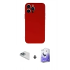 MARSİLYAN™- iPhone 13 Pro Max Kılıf Ahenk Serisi - Siyah Bilvis 5in1 5D Magic Hayalet Cam Ekran Koruyucu + Pers Alüminyum Kamera Lens - SABE