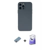 MARSİLYAN™- iPhone 13 Pro Max Kılıf Ahenk Serisi - Siyah Bilvis 5in1 5D Magic Hayalet Cam Ekran Koruyucu + Shine Kamera Lens Koruma Cam - GI