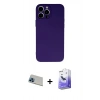 MARSİLYAN™- iPhone 13 Pro Max Kılıf Ahenk Serisi - Siyah Bilvis 5in1 5D Magic Hayalet Cam Ekran Koruyucu + Rainbow Kamera Lens Koruma Cam - MI