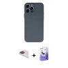 MARSİLYAN™- iPhone 13 Pro Max Kılıf Ahenk Serisi - Siyah Bilvis 5in1 5D Magic Hayalet Cam Ekran Koruyucu + Pers Alüminyum Kamera Lens - GI