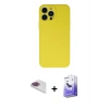 MARSİLYAN™- iPhone 13 Pro Max Kılıf Ahenk Serisi - Siyah Bilvis 5in1 5D Magic Hayalet Cam Ekran Koruyucu + Pers Alüminyum Kamera Lens - GI
