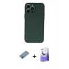 MARSİLYAN™- iPhone 13 Pro Max Kılıf Ahenk Serisi - Siyah Bilvis 5in1 5D Magic Hayalet Cam Ekran Koruyucu + Shine Kamera Lens Koruma Cam - GI