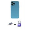 MARSİLYAN™- iPhone 13 Pro Max Kılıf Ahenk Serisi - Siyah Bilvis 5in1 5D Magic Hayalet Cam Ekran Koruyucu + Renkli Kamera Lens Koruma Cam - TU