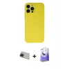 MARSİLYAN™- iPhone 13 Pro Max Kılıf Ahenk Serisi - Siyah Bilvis 5in1 5D Magic Hayalet Cam Ekran Koruyucu + Rainbow Kamera Lens Koruma Cam - KI
