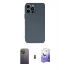 MARSİLYAN™- iPhone 13 Pro Max Kılıf Ahenk Serisi - Siyah Bilvis 5in1 5D Magic Hayalet Cam Ekran Koruyucu + Neon Fosforlu Kamera Lens - YL