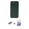 MARSİLYAN™- iPhone 13 Pro Max Kılıf Ahenk Serisi - Siyah Bilvis 5in1 5D Magic Hayalet Cam Ekran Koruyucu + Renkli Kamera Lens Koruma Cam - PE