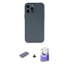 MARSİLYAN™- iPhone 13 Pro Max Kılıf Ahenk Serisi - Siyah Bilvis 5in1 5D Magic Hayalet Cam Ekran Koruyucu + Renkli Kamera Lens Koruma Cam - MI