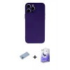 MARSİLYAN™- iPhone 13 Pro Max Kılıf Ahenk Serisi - Siyah Bilvis 5in1 5D Magic Hayalet Cam Ekran Koruyucu + Shine Kamera Lens Koruma Cam - MI