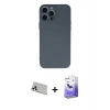 MARSİLYAN™- iPhone 13 Pro Max Kılıf Ahenk Serisi - Siyah Bilvis 5in1 5D Magic Hayalet Cam Ekran Koruyucu + Rainbow Kamera Lens Koruma Cam - BZ