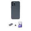 MARSİLYAN™- iPhone 13 Pro Max Kılıf Ahenk Serisi - Siyah Bilvis 5in1 5D Magic Hayalet Cam Ekran Koruyucu + Renkli Kamera Lens Koruma Cam - TU