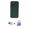 MARSİLYAN™- iPhone 13 Pro Max Kılıf Ahenk Serisi - Siyah Bilvis 5in1 5D Magic Hayalet Cam Ekran Koruyucu + Rainbow Kamera Lens Koruma Cam - MI