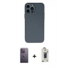 MARSİLYAN™- iPhone 13 Pro Max Kılıf Ahenk Serisi - Siyah Bilvis Hayalet Cam Ekran Koruyucu + Neon Fosforlu Kamera Lens - BZ