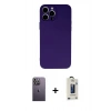 MARSİLYAN™- iPhone 13 Pro Max Kılıf Ahenk Serisi - Siyah Bilvis Hayalet Cam Ekran Koruyucu + Neon Fosforlu Kamera Lens - BZ
