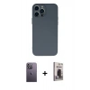MARSİLYAN™- iPhone 13 Pro Max Kılıf Ahenk Serisi - Siyah Bilvis Hayalet Cam Ekran Koruyucu + Neon Fosforlu Kamera Lens - BZ