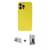 MARSİLYAN™- iPhone 13 Pro Max Kılıf Ahenk Serisi - Siyah Bilvis Hayalet Cam Ekran Koruyucu + Rainbow Kamera Lens Koruma Cam - BZ